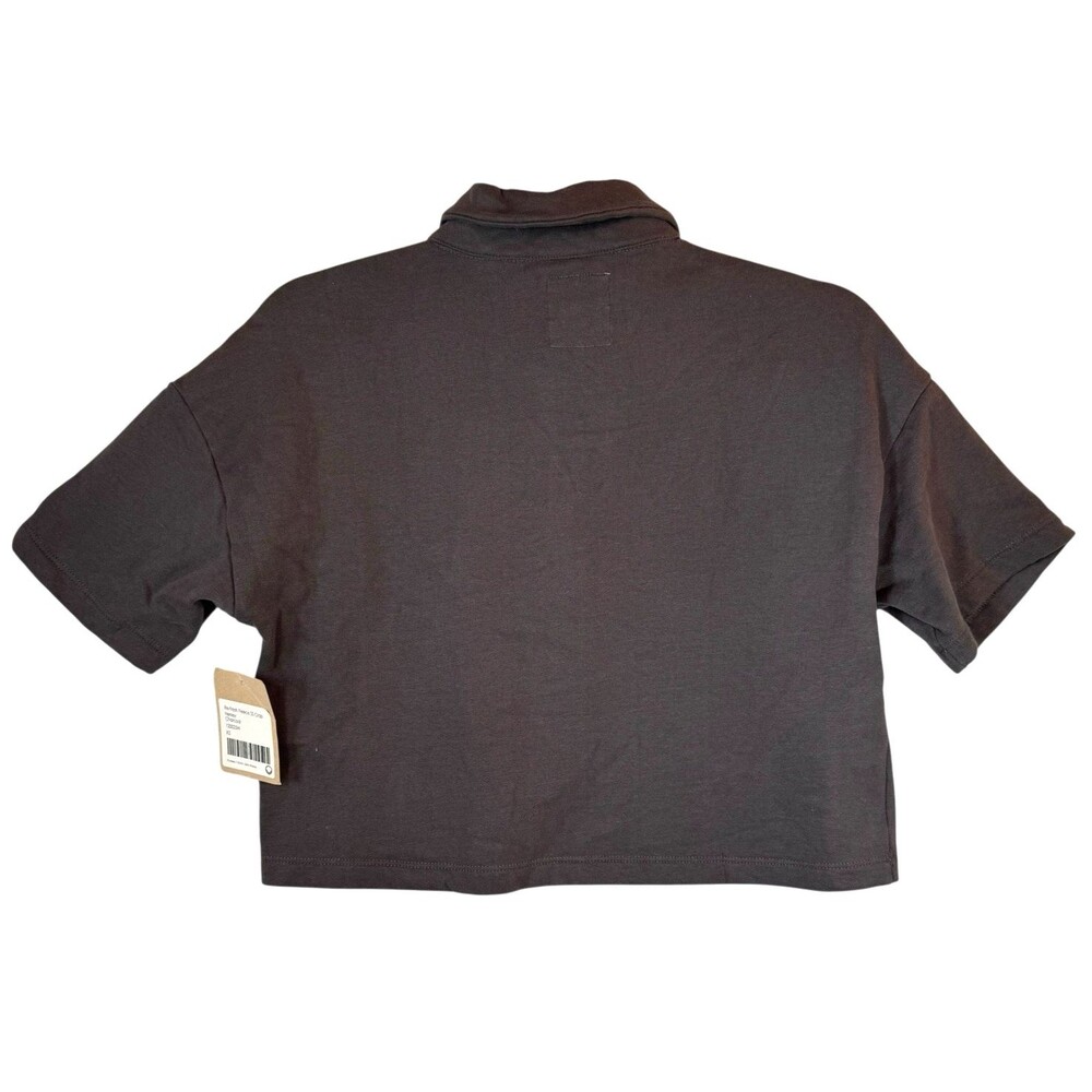 For Days Crop Top XS Short Sleeve Dark Gray Henley Organic Cotton Minimalist NWT - Picture 3 of 10